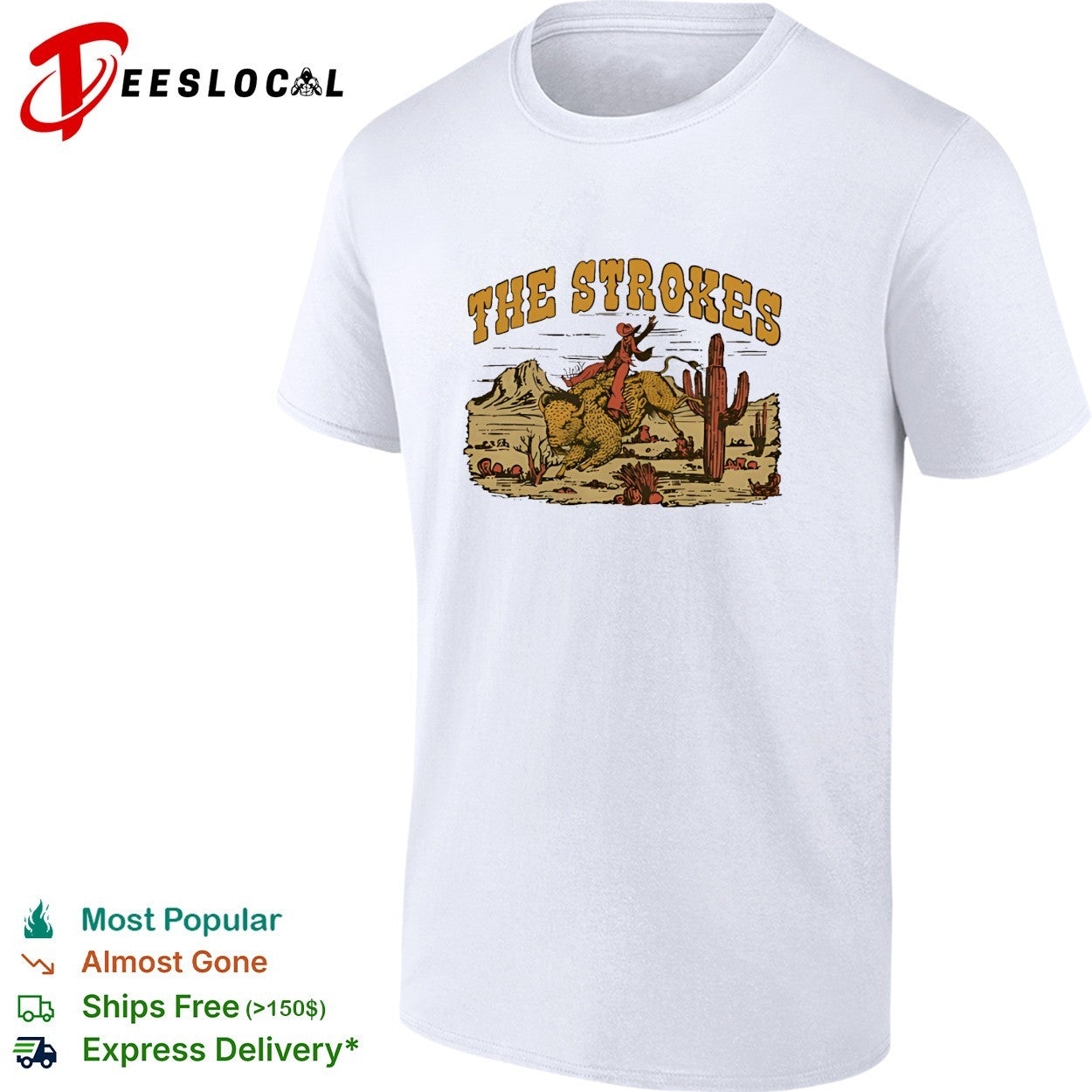 The Strokes cowboy riding cheetah desert poster shirt