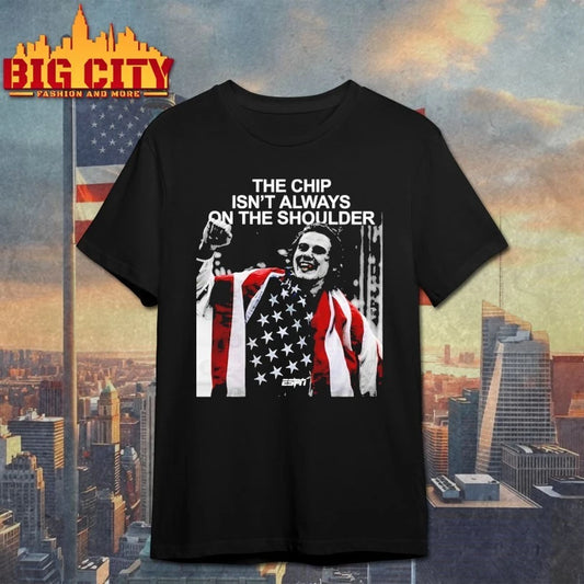 The chip isn’t always on the shoulder Jack Hughes Usa Hockey 2026 Olympics T-shirt