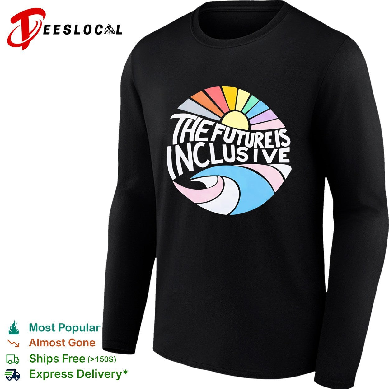 The future is inclusive rainbow sun wave ocean LGBTQ pride circle art shirt