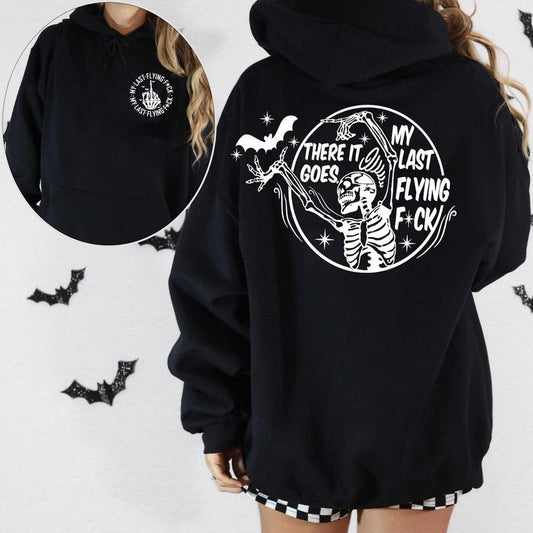 There It Goes My Last Flying F*ck Halloween Shirt, My Last Flying F*ck Bat Shirt,Skull Halloween Shirt,Halloween Skeleton,Funny Skeleton Halloween