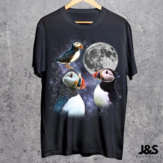 Three Puffin Tshirt, Vintage Seabird Graphic Tee, Cute Ocean Bird Shirt