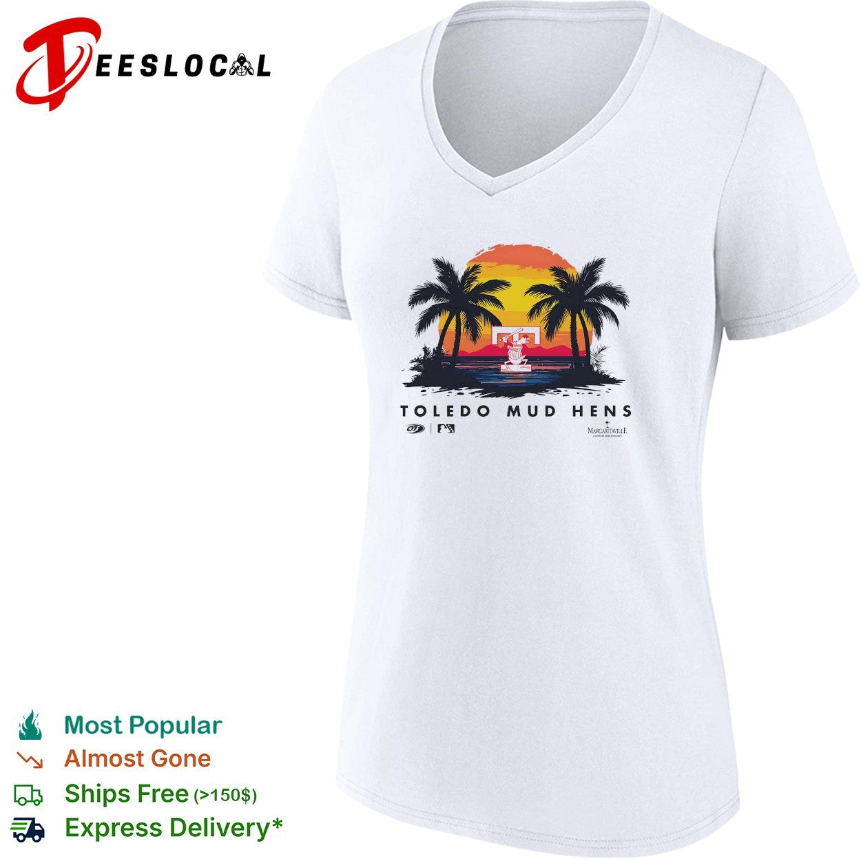 Toledo Mud Hens coconut trees with sunset retro shirt