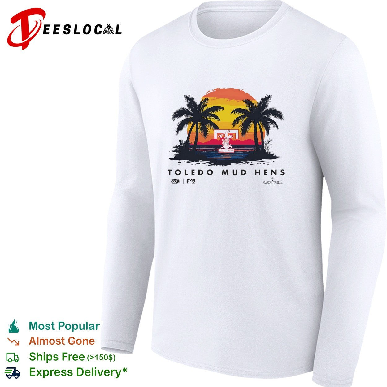 Toledo Mud Hens coconut trees with sunset retro shirt