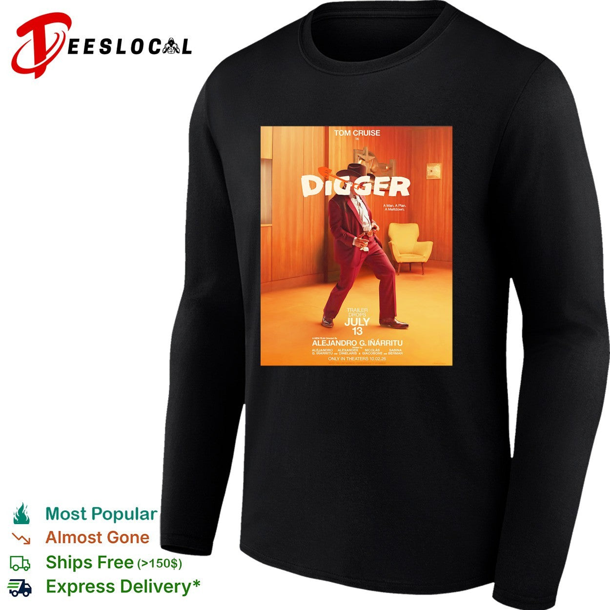 Tom Cruise Digger walking hallway movie poster shirt