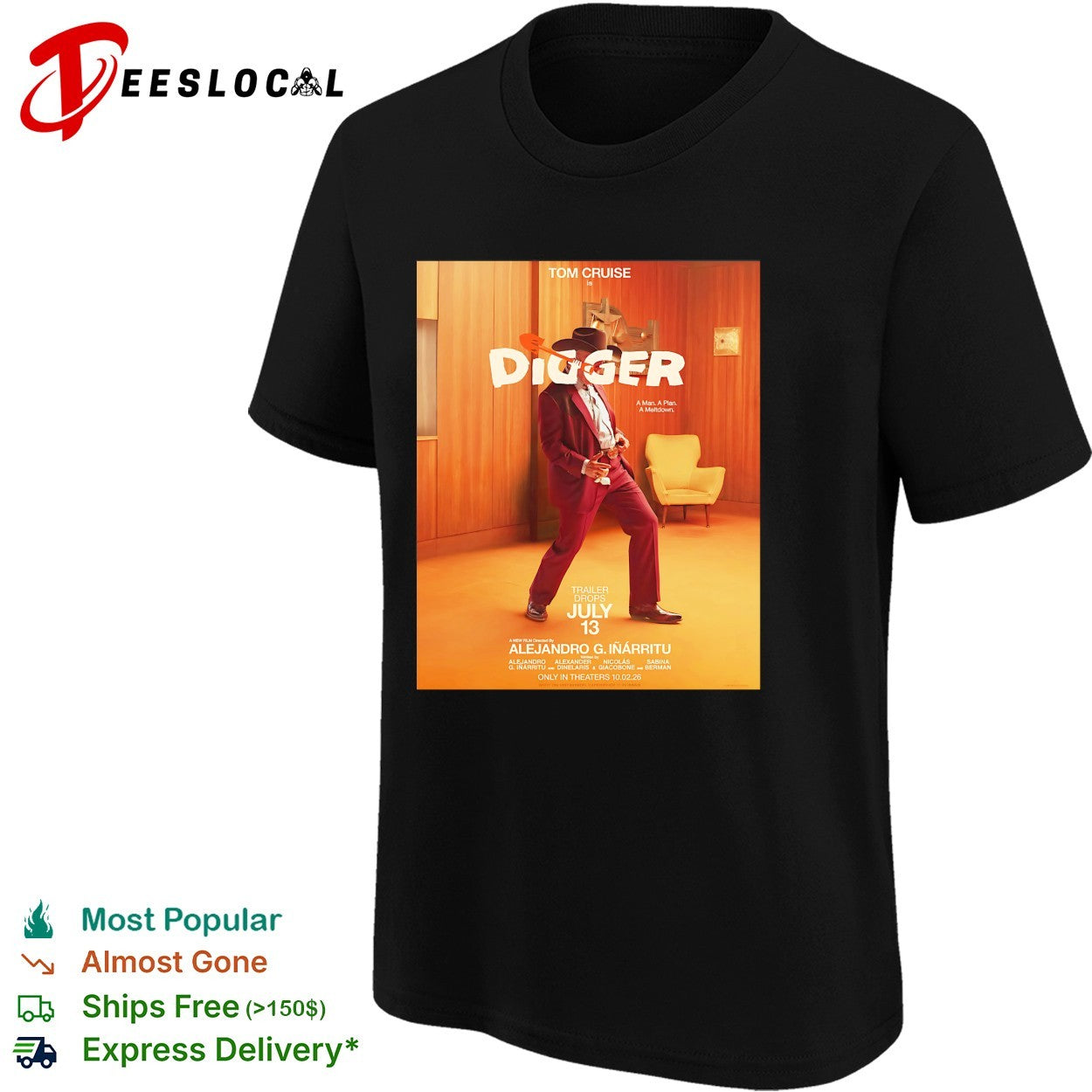 Tom Cruise Digger walking hallway movie poster shirt