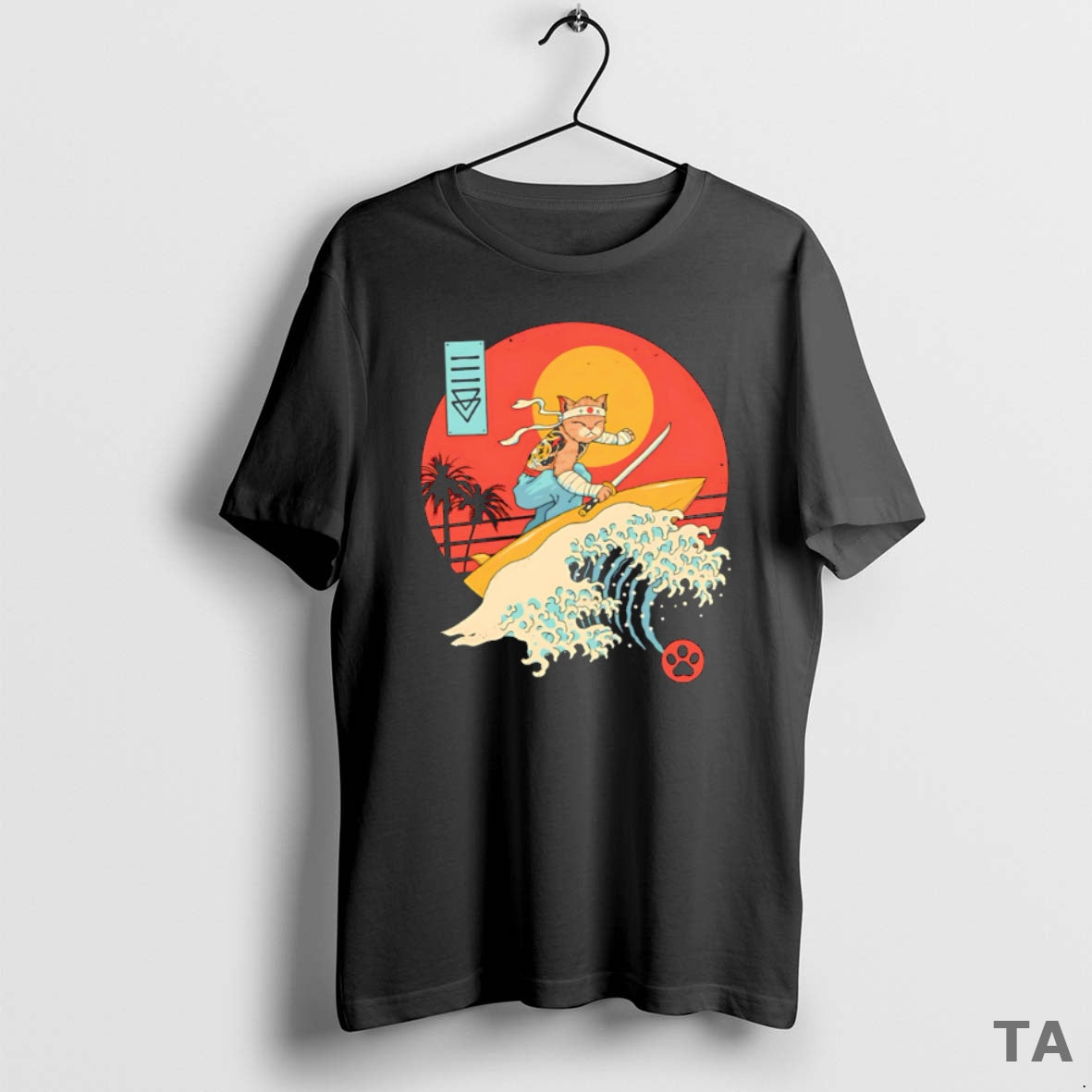 Top Catana Cat Surf Sunset Wave Japan T Shirt Sweater - clothing by TeeHivey.com