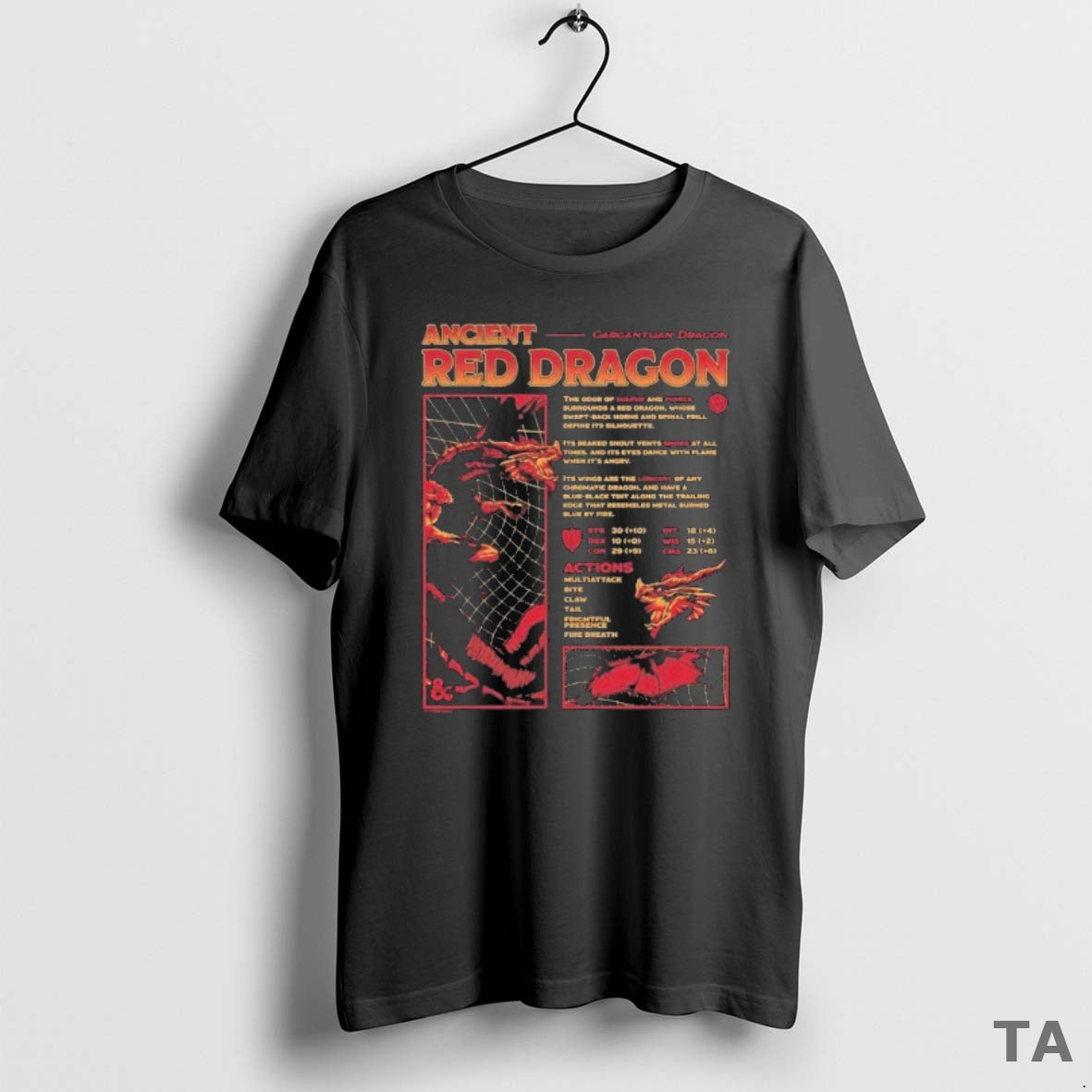 Top Dungeons Dragons Ancient Red Dragon Stats T Shirt Sweater - clothing by TeeHivey.com
