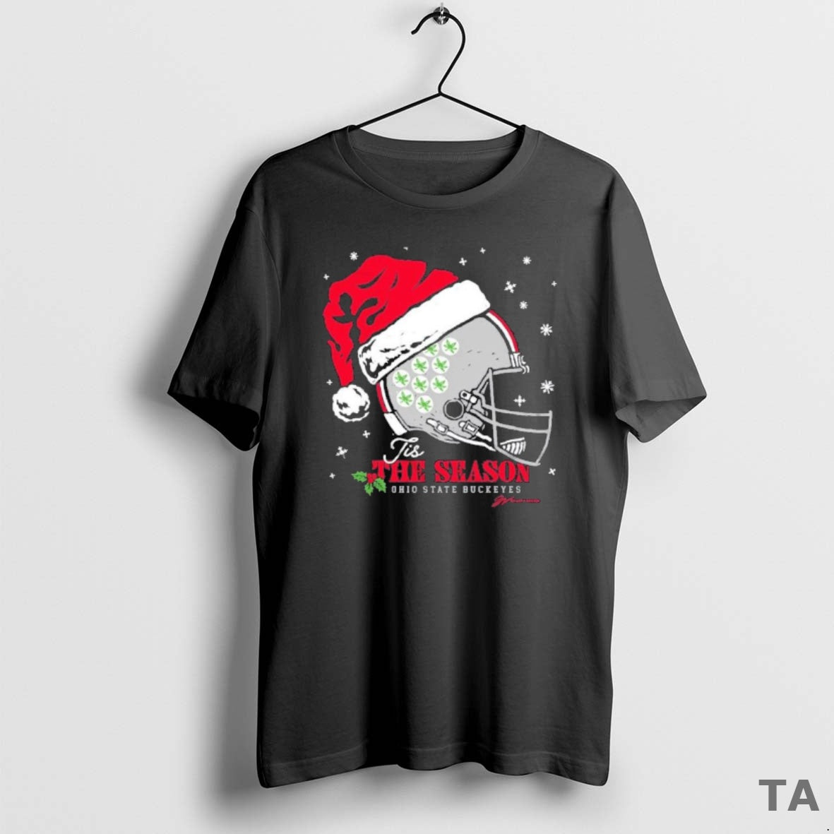 Top Ohio State Santa Helmet Tis The Season T Shirt Sweater - clothing by TeeHivey.com