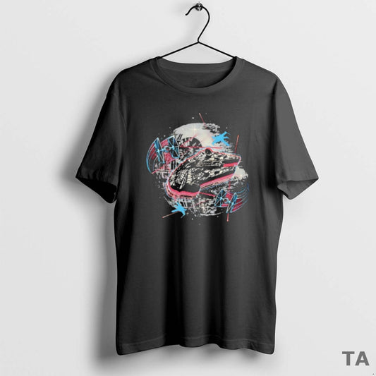 Top The Great Galactic Battle A Space Battle Featuring The Millennium Falcon T Shirt Sweater - clothing by TeeHivey.com
