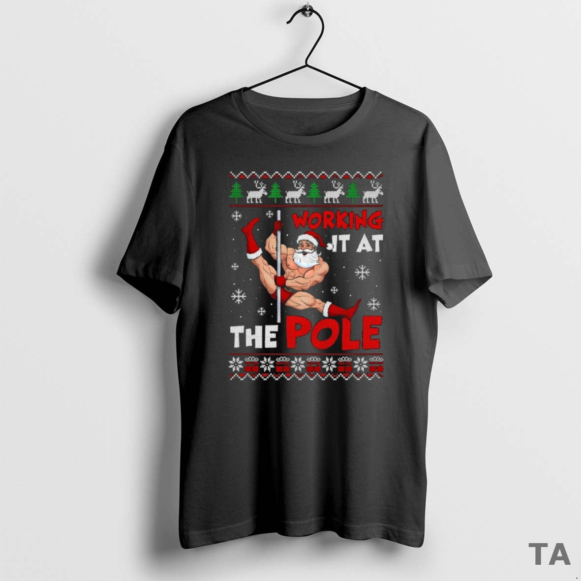 Top Working It At The Pole Santa Dancing Ugly Christmas T Shirt Sweater - clothing by TeeHivey.com