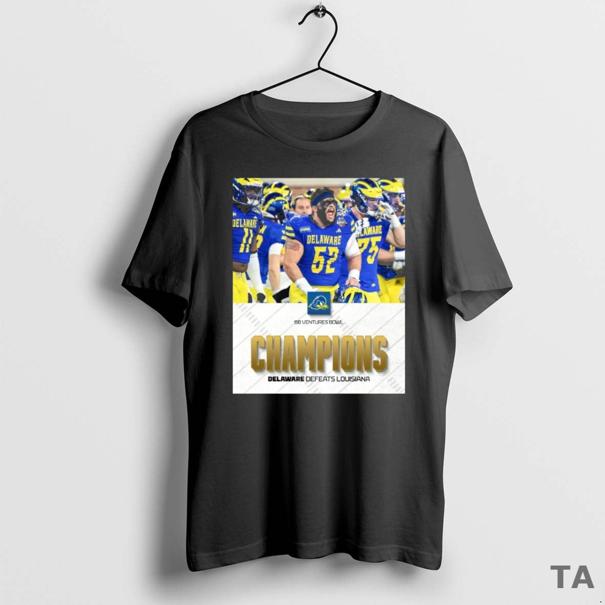 Top Delaware Blue Hens Defeats Louisiana Ragin Cajuns 68 Ventures Bowl Champions T Shirt Sweater - clothing by TeeHivey.com