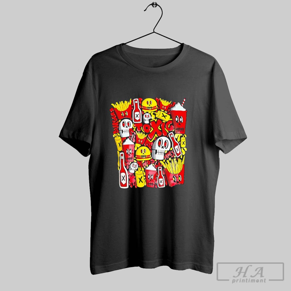 Toxic Burger Menu Characters Fast Food Skull Motif Graphic - clothing by TeeHivey.com