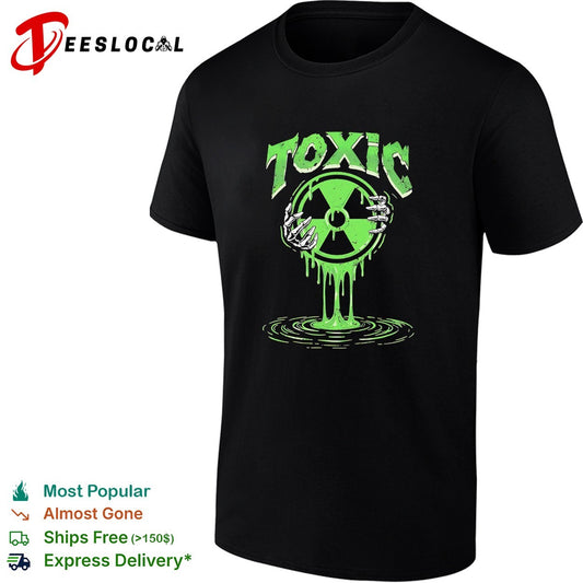 Toxic green radioactive symbol with skeletal hand dripping ooze illustration shirt