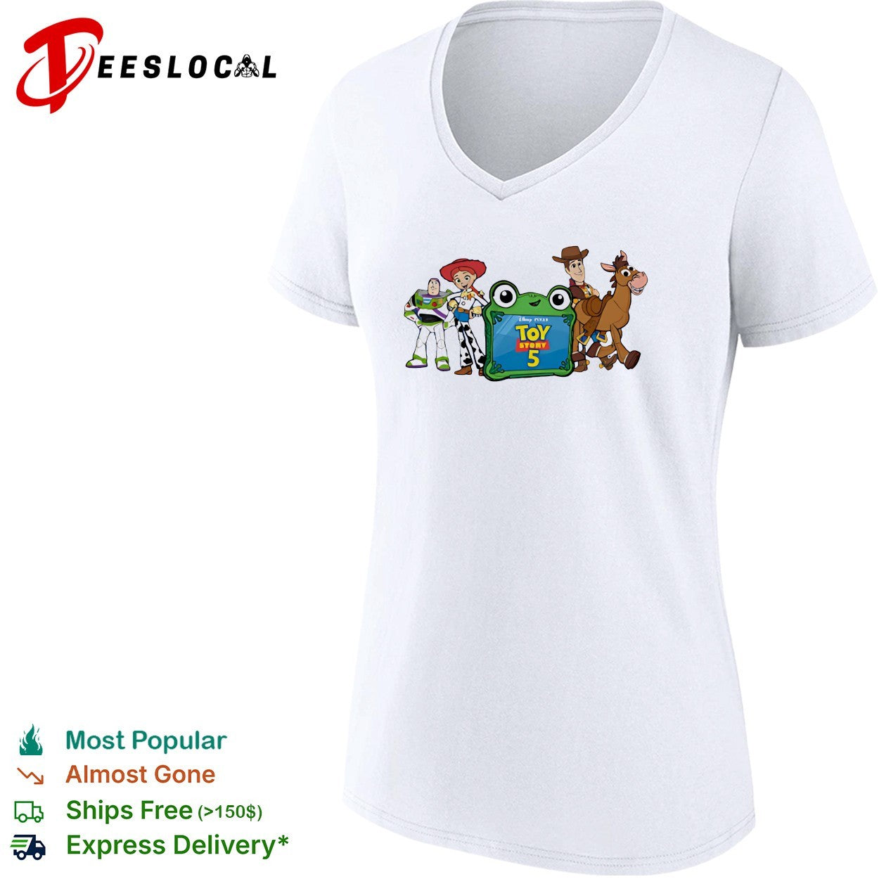 Toy Story 5 logo Jessie Buzz Woody and Bullseye group shirt