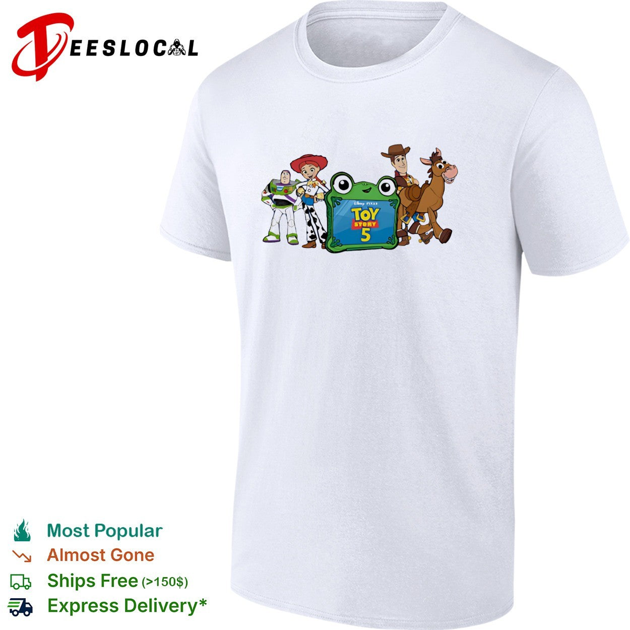 Toy Story 5 logo Jessie Buzz Woody and Bullseye group shirt