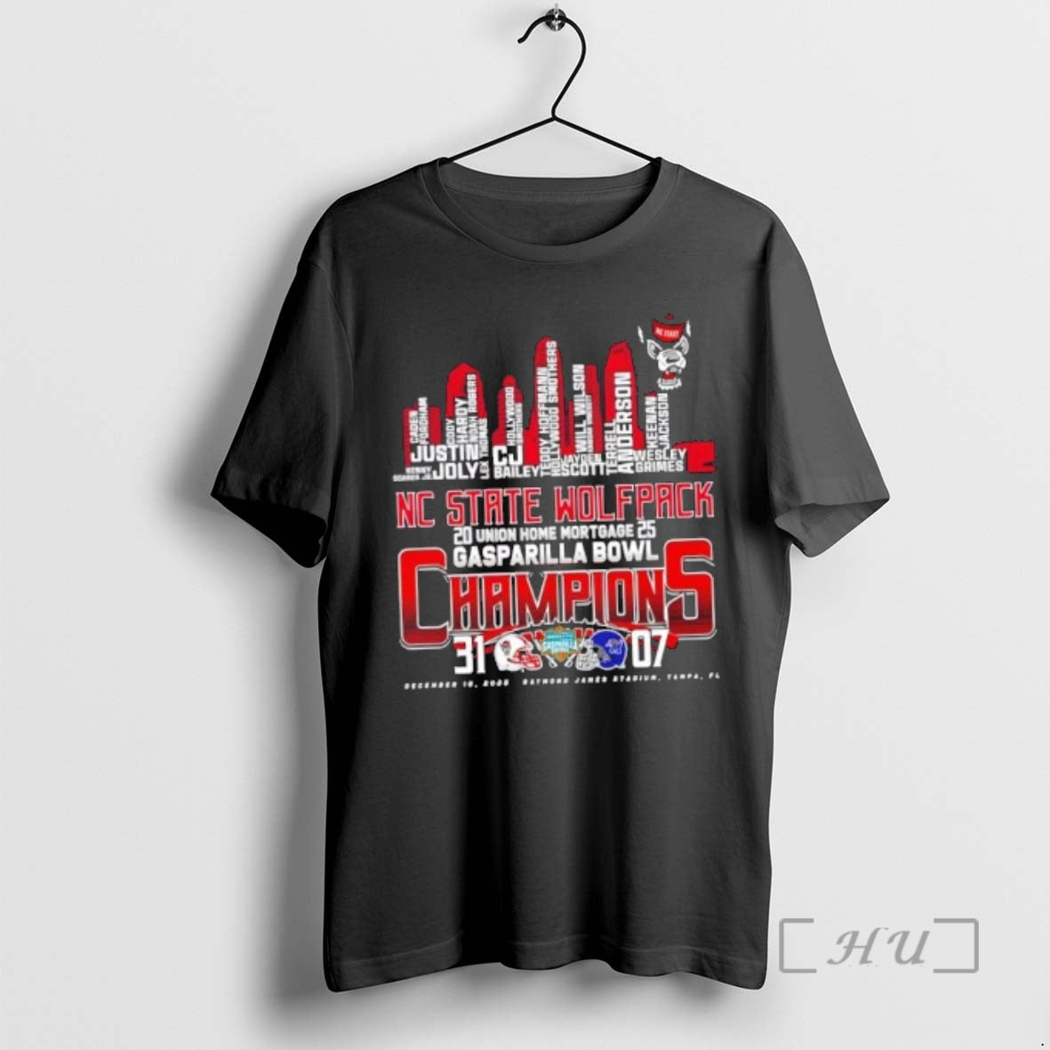 Trending 2025 Gasparilla Bowl Champions Nc State Wolfpack All Names City Skyline Premium T Shirts - clothing by TeeHivey.com