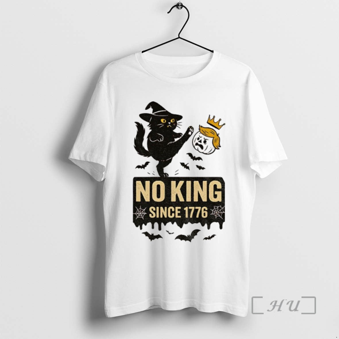 Trending Cat Kicks Trump Orange No King Since 1776 Halloween - clothing by TeeHivey.com