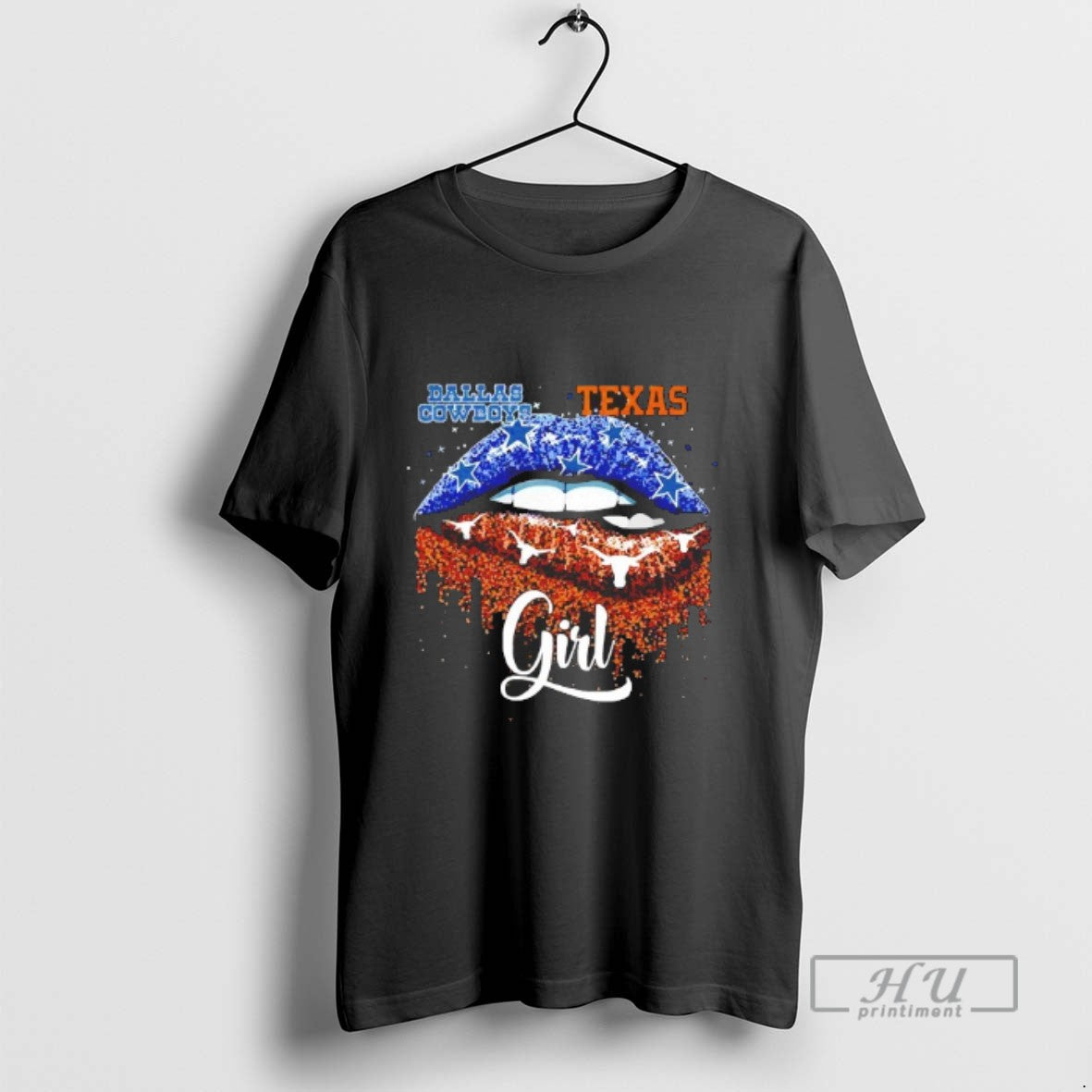 Trending Dallas Cowboys And Texas Longhorns Girl Sexy Lips Blackshirt T Shirts - clothing by TeeHivey.com