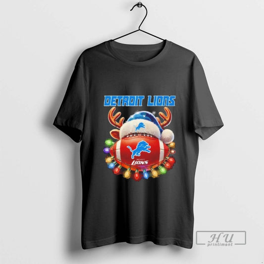 Trending Detroit Lions Football With Santa Deer Hat Christmas Blackshirt T Shirts - clothing by TeeHivey.com