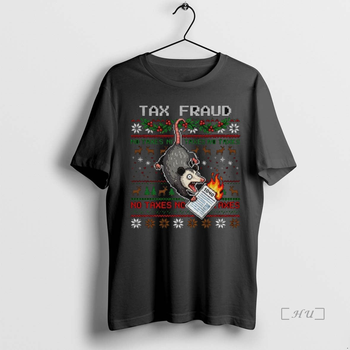 Trending Funny Opossum Tax Fraud No Taxes Merry Christmas - clothing by TeeHivey.com