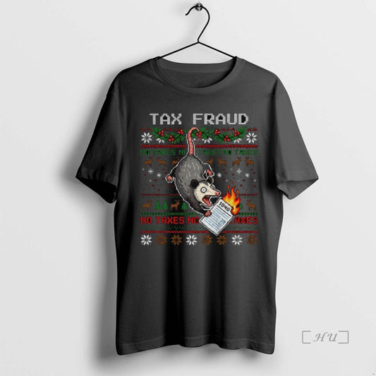 Trending Funny Opossum Tax Fraud No Taxes Merry Christmas - clothing by TeeHivey.com