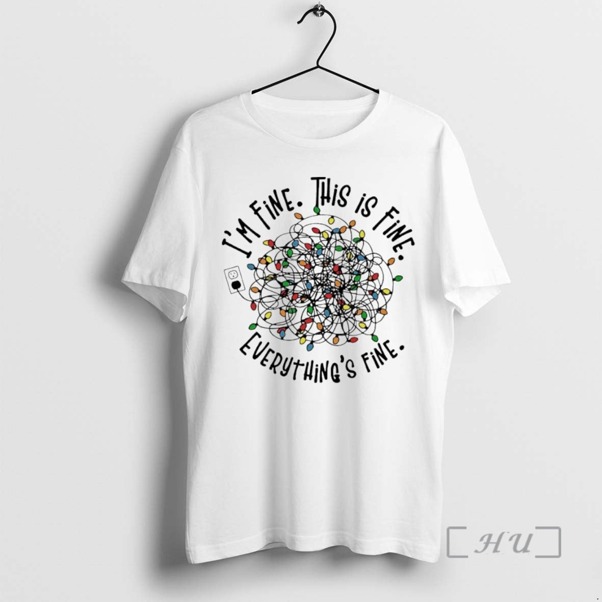 Trending Im Fine This Is Fine Everything Is Fine Christmas Lights Circle Premium T Shirts - clothing by TeeHivey.com