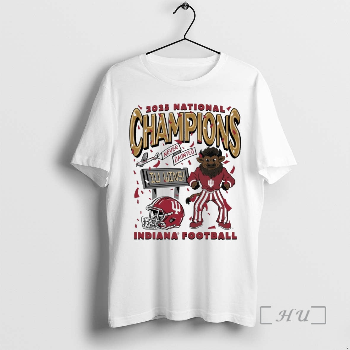 Trending Indiana Football 2025 Cfp National Champions Never Daunted Iu Wins Bison Premium T Shirts - clothing by TeeHivey.com