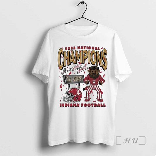 Trending Indiana Football 2025 Cfp National Champions Never Daunted Iu Wins Bison Premium T Shirts - clothing by TeeHivey.com