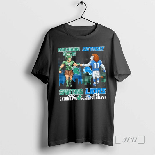 Trending Mascots Michigan State Spartans On Saturdays X Detroit Lions On Sundays Skyline Premium - clothing by TeeHivey.com