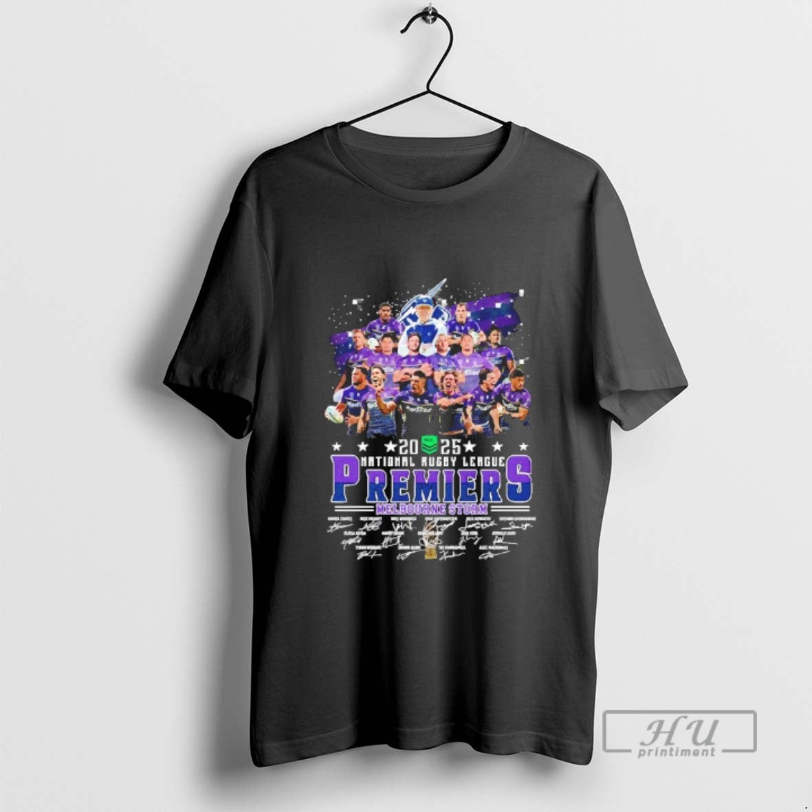 Trending Melbourne Storm 2025 National Rugby League Premiers Signatures Blackshirt T Shirts - clothing by TeeHivey.com