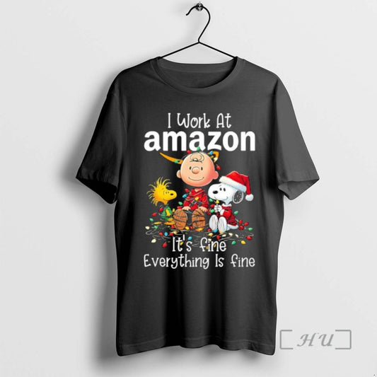 Trending Peanuts Characters Christmas Lights I Work At Amazon Its Fine Everything Is Fine Premium - clothing by TeeHivey.com