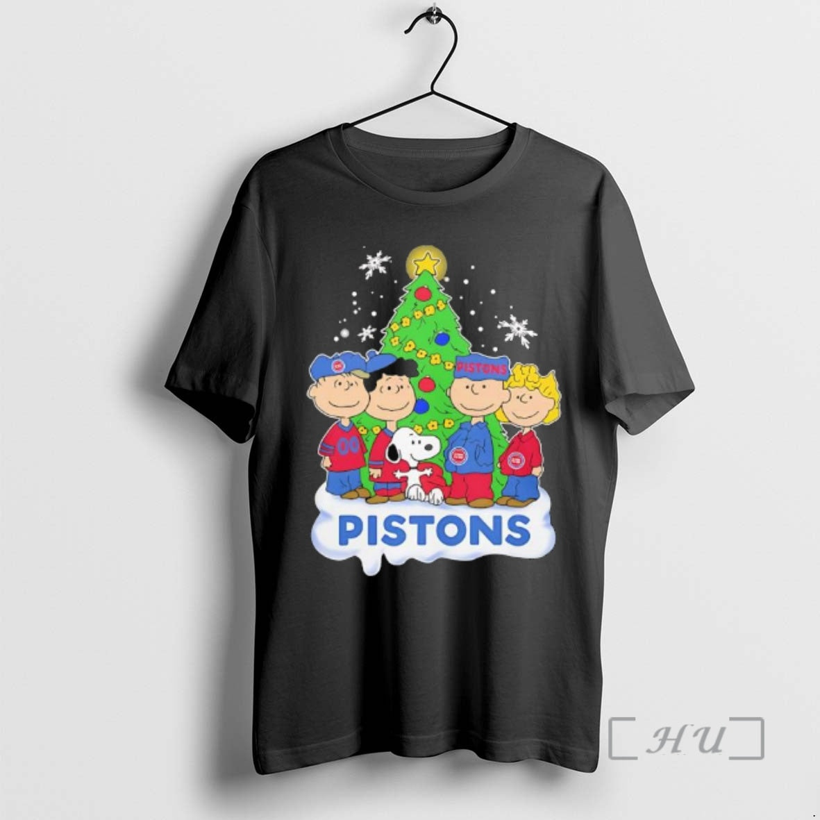 Trending Peanuts Comic Christmas Tree In Detroit Pistons Graphic - clothing by TeeHivey.com