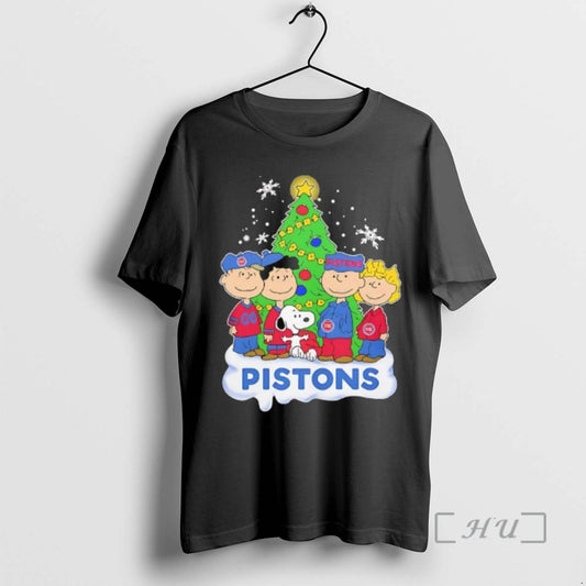 Trending Peanuts Comic Christmas Tree In Detroit Pistons Graphic - clothing by TeeHivey.com