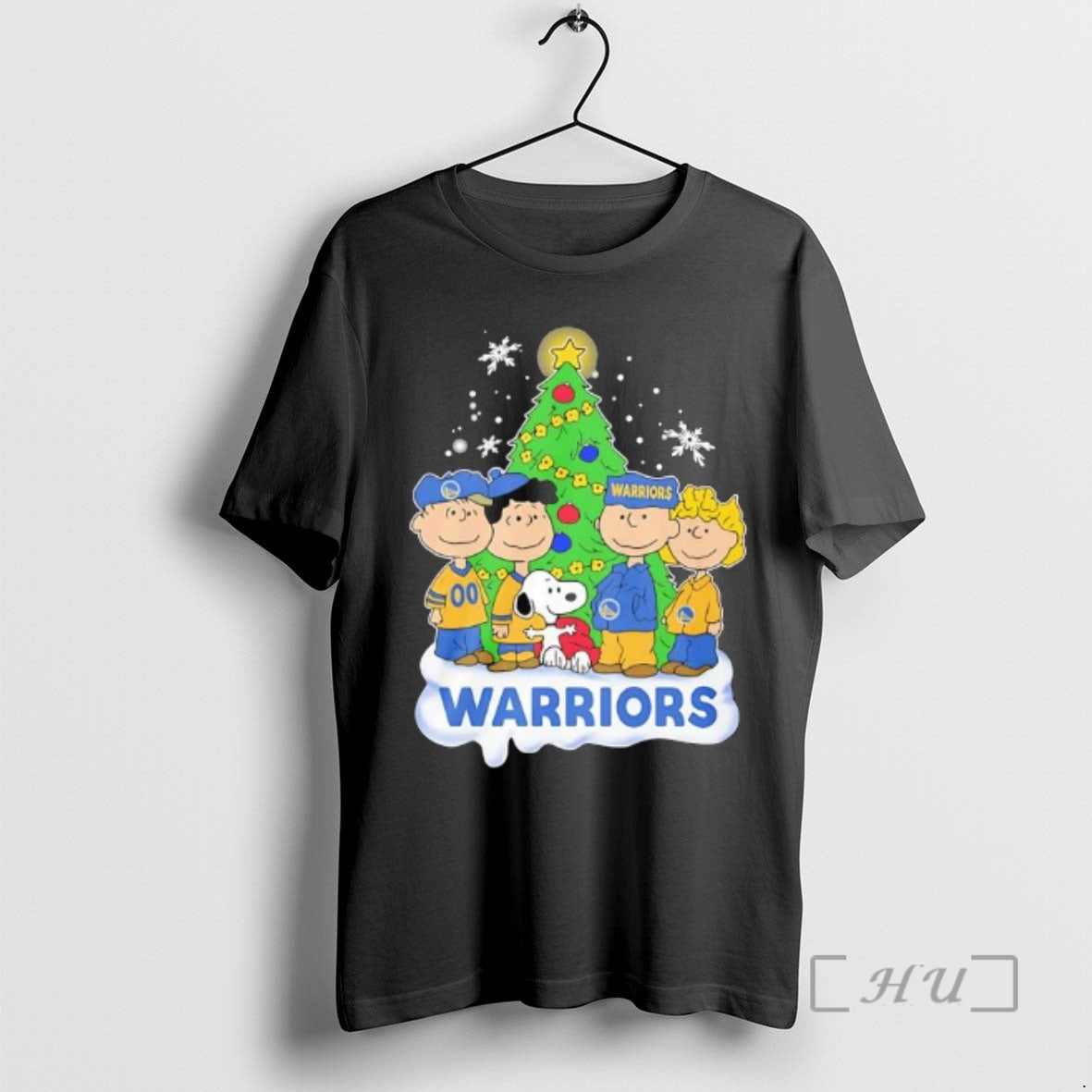 Trending Peanuts Comic Christmas Tree In Golden State Warriors Graphic - clothing by TeeHivey.com