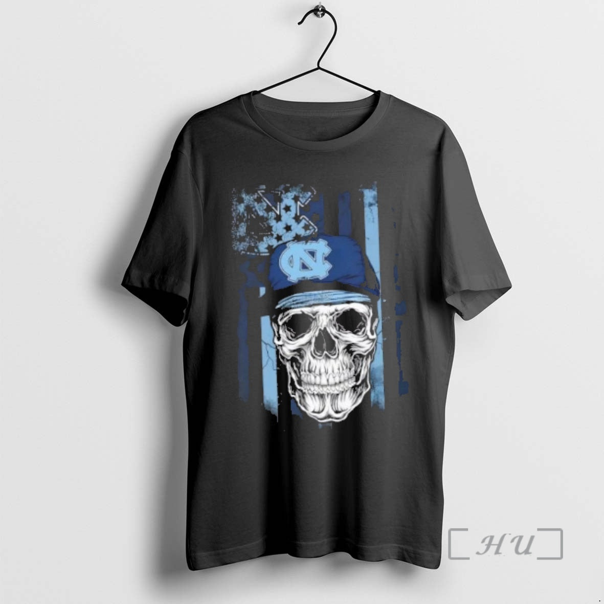 Trending Skull Wearing A Cap North Carolina Tar Heels Us Flag Premium T Shirts Sweater - clothing by TeeHivey.com