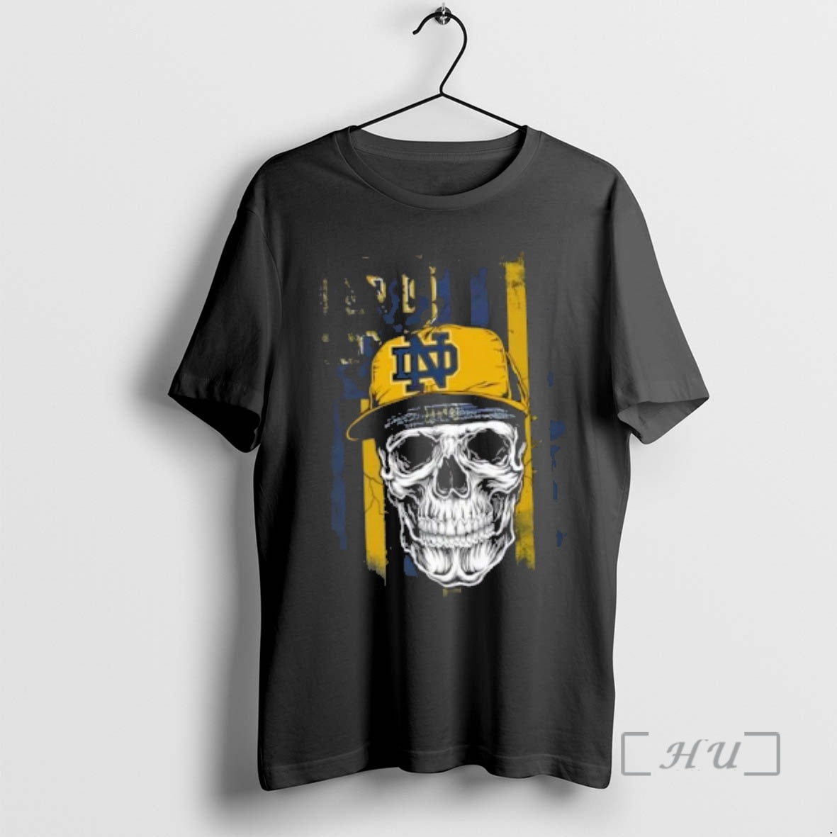 Trending Skull Wearing A Cap Notre Dame Fighting Irish Us Flag Premium T Shirts Sweater - clothing by TeeHivey.com
