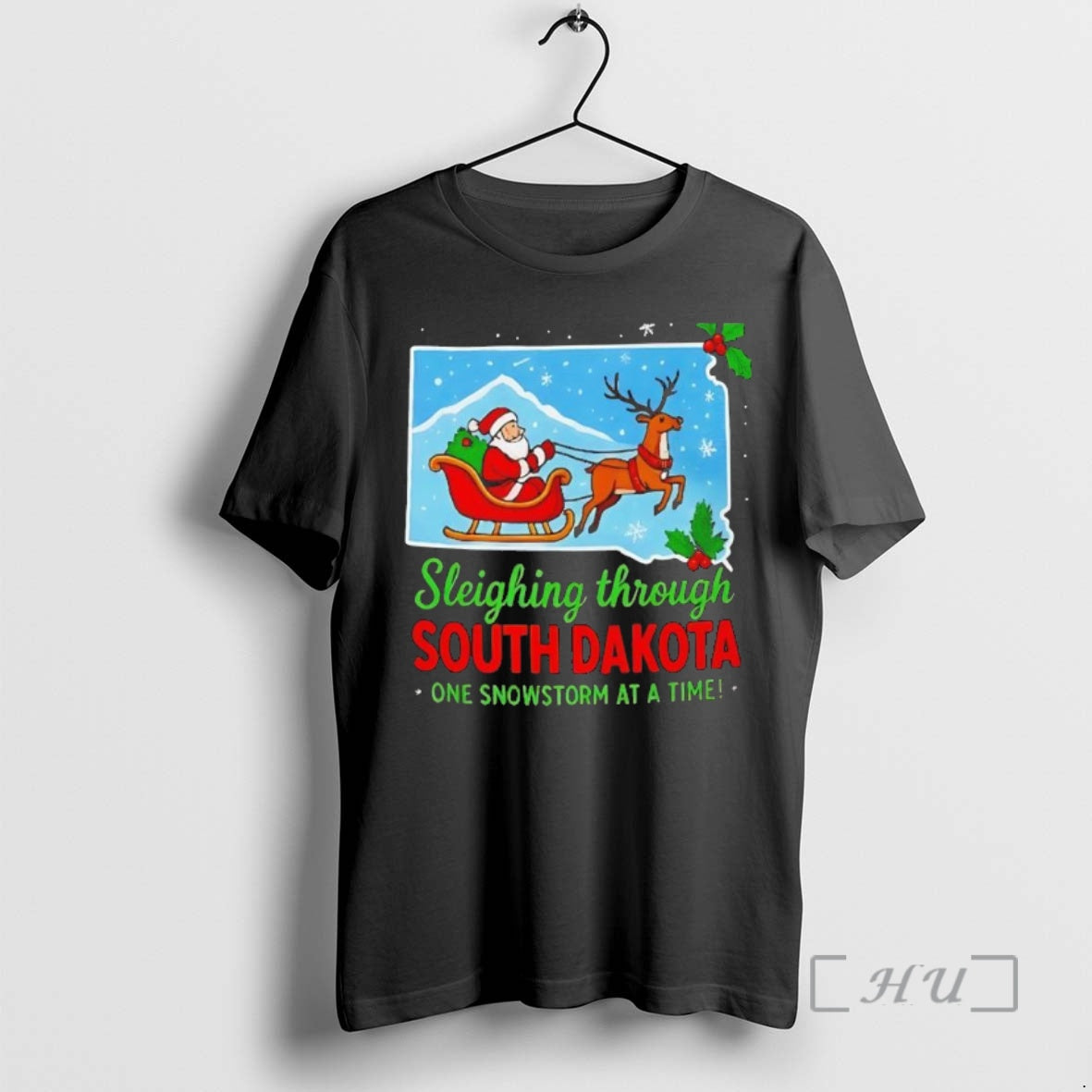 Trending Sleighing Through South Dakota One Snowstorm At A Time Black Premium T Shirts Sweater - clothing by TeeHivey.com