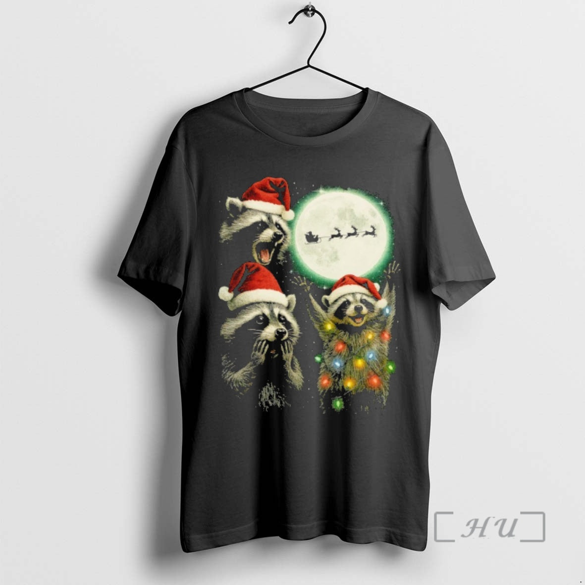 Trending Three Raccoons With The Moon Christmas Santa Claus - clothing by TeeHivey.com