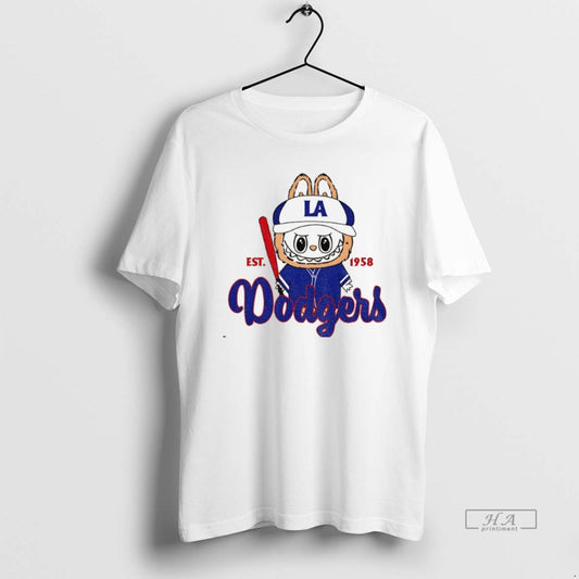 Trendy Cute Monster Labubu Los Angeles Dodgers Mlb Baseball Est 1958 - clothing by TeeHivey.com