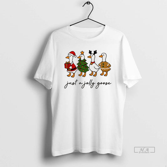 Trendy Just A Jolly Goose Santa Claus Christmas Tree Reindeer And Gingerbread Christmas - clothing by TeeHivey.com