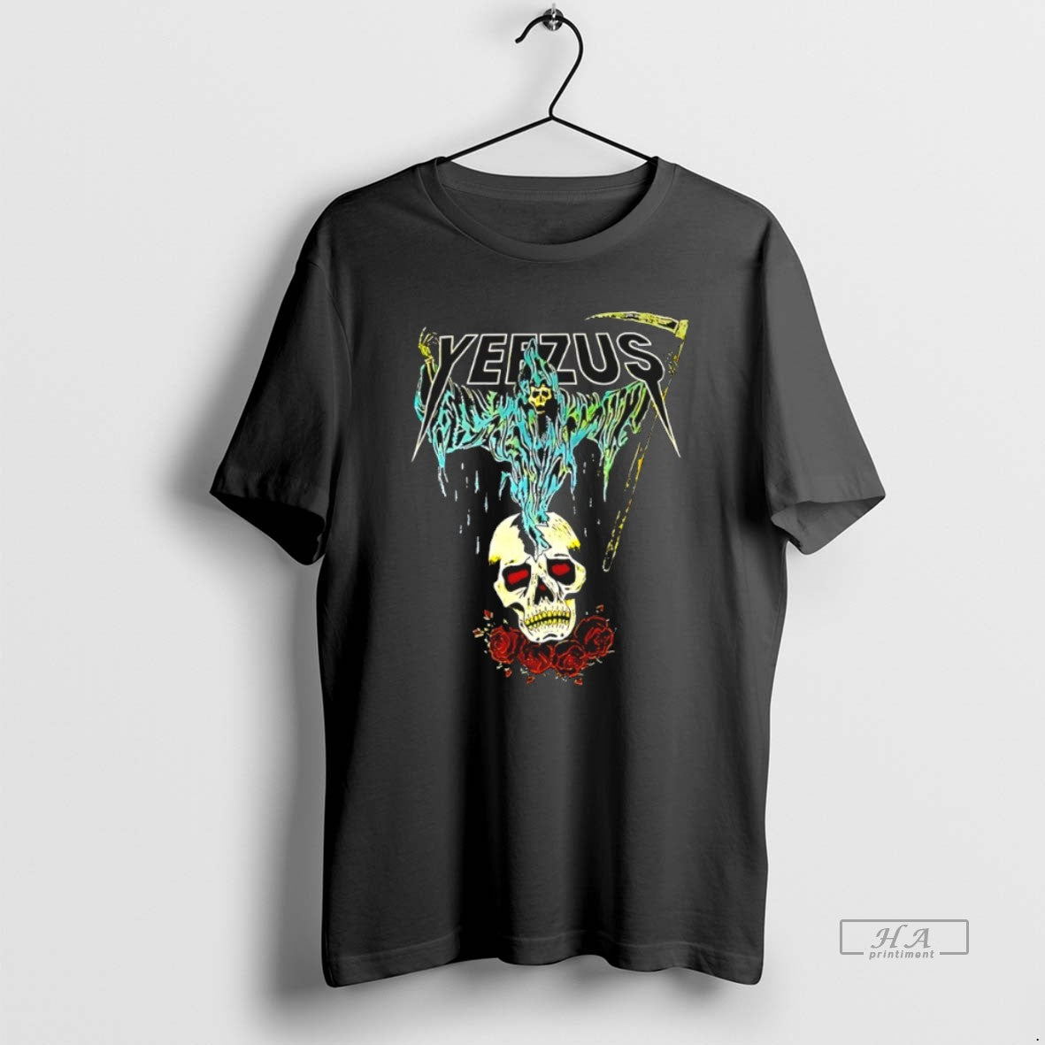 Trendy Kanye West Ye Yeezus Grim Reaper Skull And Roses - clothing by TeeHivey.com