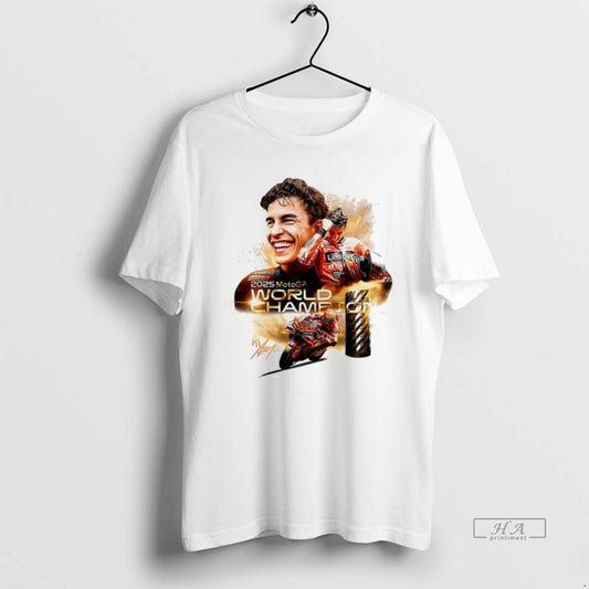 Trendy Marc Marquez Ducati Lenovo Team Motogp 2025 World Champhions Grand Prix Signature - clothing by TeeHivey.com