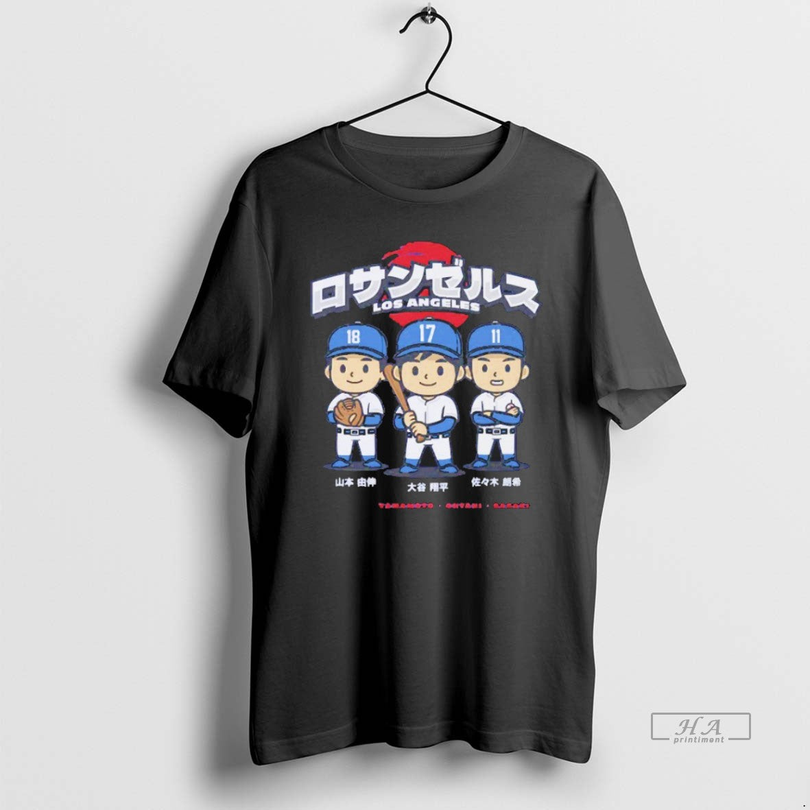 Trendy Ohtani Yamamoto Sasaki Los Angeles Dodgers Chibi Anime Blackshirt - clothing by TeeHivey.com
