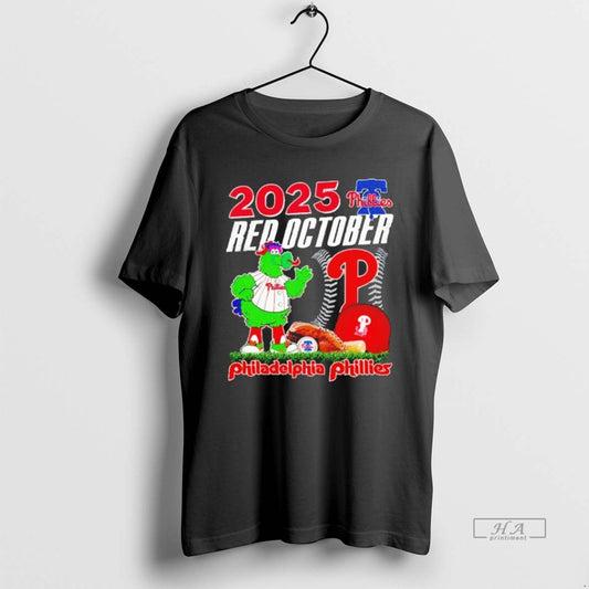 Trendy Philadelphia Phillies 2025 Red October Phanatic Mascot Blackshirt - clothing by TeeHivey.com