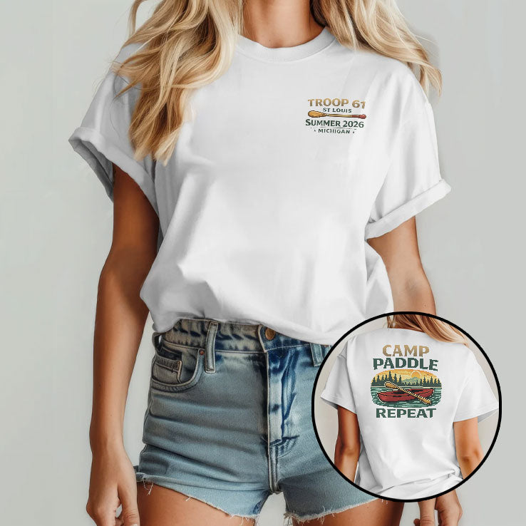 Troop 61 St Louis Summer 2026 Michigan Camp Paddle Repeat Shirt