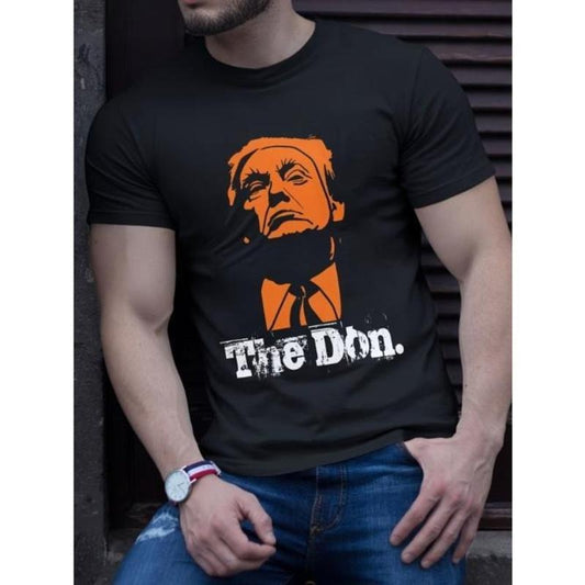 Trump The Don, US Presidential Election, Men's Printed Round Neck Short Sleeved T-shirt Top, Casual And Sporty Style, Comfortable And Breathable In Summer Made In USA