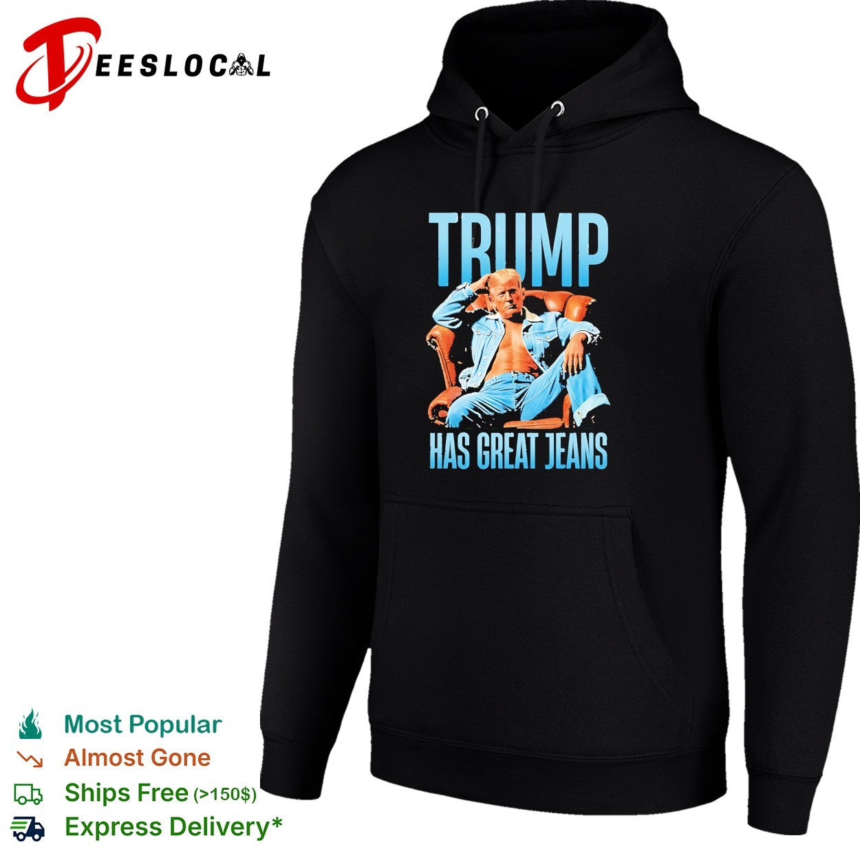 Trump sitting on sofa has great jeans shirt