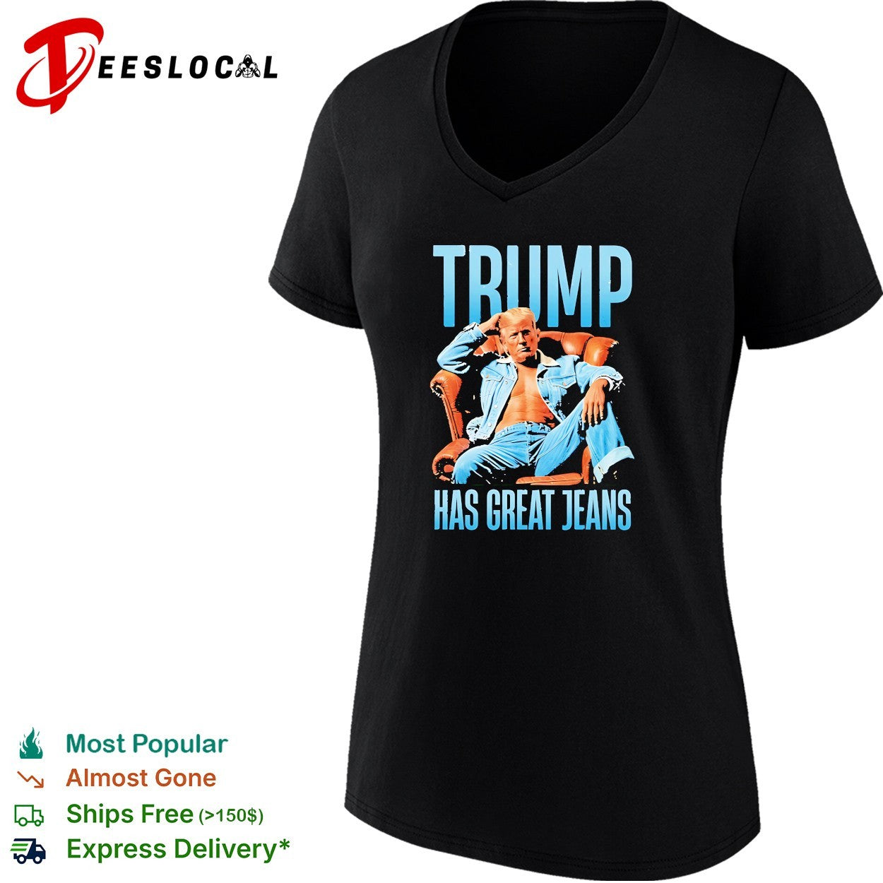 Trump sitting on sofa has great jeans shirt