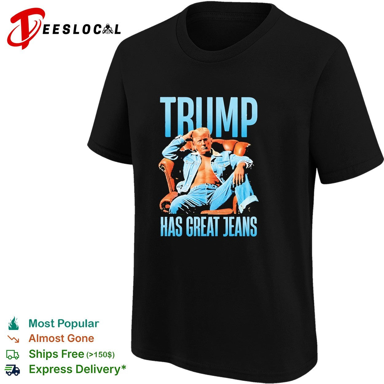 Trump sitting on sofa has great jeans shirt