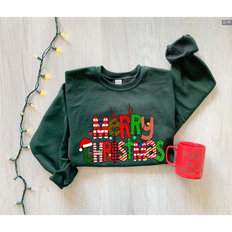 Christmas Sweatshirt/Hoodie/Tshirt, Womens Christmas Sweatshirt, Retro Crewneck, Gift For Lovers, Cotton, Trendy...